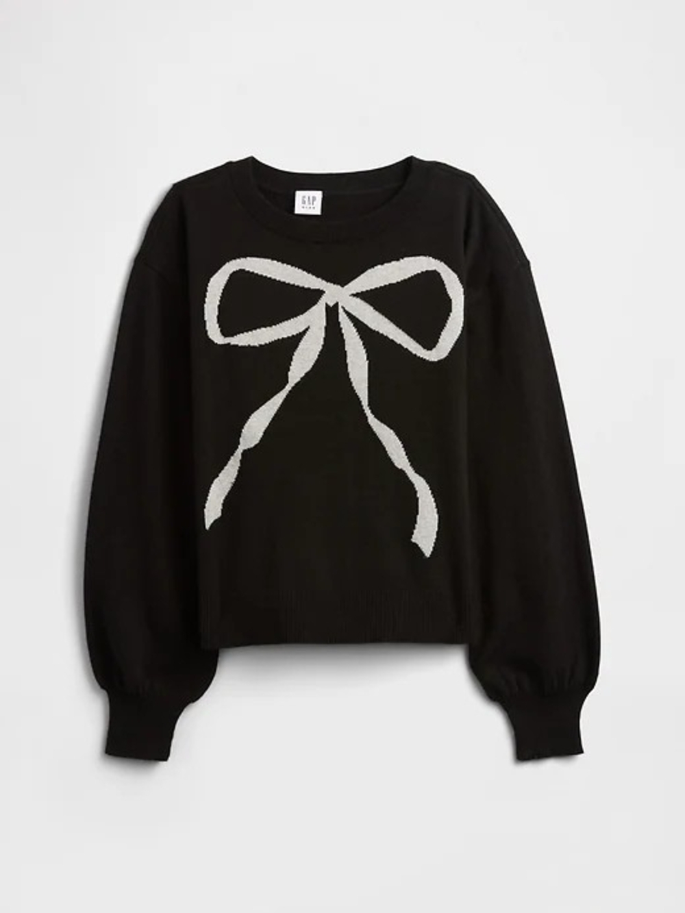 GAP Kids Black Crewneck Sweater with Silver Bow. Size M (8/9)